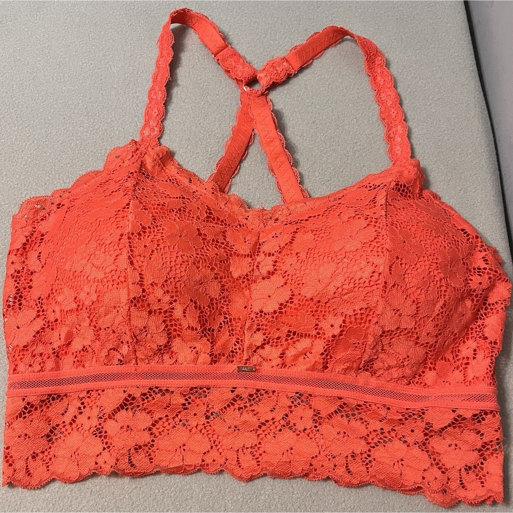 Jady K Juliette Racerback Orange Floral Lace Longline Strappy Bralette XL/2XL‎